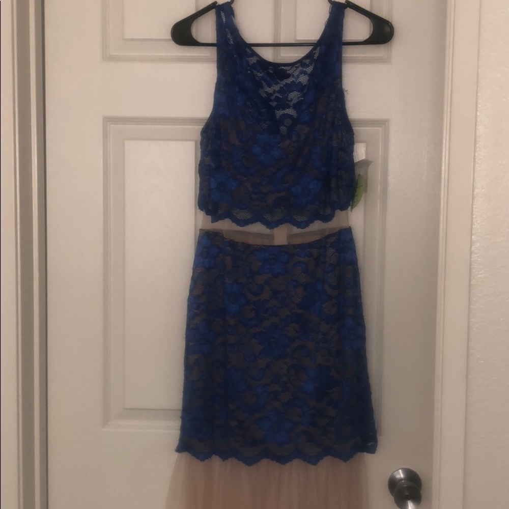 Blue cut out long dress